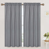 Garvee Cortinas De Cocina Waffle Weave Con Protección UV Y Resistente Al Agua, Poliéster Texturizado, Cortinas Cortas Para Ventanas Pequeñas, Gris, 30W X 45L, Set De 2 - Gris