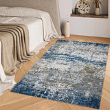 Garvee Alfombra abstracta moderna Garvee 80x150cm azul antideslizante suelo interior lavable máquina entrada cocina oficina 1200gsm 350g felpa perla base lavable plegable - Azul