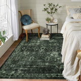 Garvee Alfombra Vintage 120x170cm, Antideslizante, Lavable a Máquina, Polipropileno, Diseño Tribal Boho, Verde Oscuro, para Sala y Dormitorio - Verde Oscuro