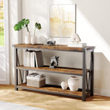 Garvee Mesa Consola Larga de 120 cm con 3 Niveles Estilo Industrial de Madera MDF Resistente y Marco de Metal Vintage para Entrada y Sala de Estar - Vintage