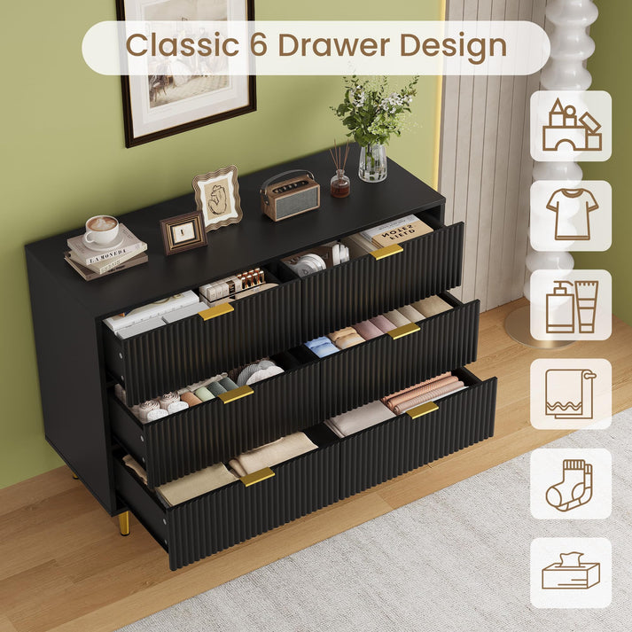 Klassisches Design mit sechs Schubladen für maximale Aufbewahrung