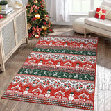 Garvee Tappeto Decorativo Natalizio Rotondo Antiscivolo con Scritta Merry Christmas e Pupazzo di Neve Poliestere Interni Soggiorno Ingresso - Red And Green Hue
