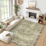 Garvee Alfombra Perlfleece 100% Poliéster Plegable Lavable Diseño Cuadros Irregulares 120x170 cm Para Salón Cocina - Marrón & Verde