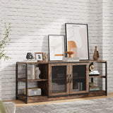 Garvee Mueble TV de Madera y Hierro - Farmhouse TV Stand para TVs hasta 165 cm, Madera Rústica con Puertas de Malla Doble y Almacenamiento, Mesa de Consola Vintage para Sala