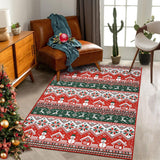 Garvee Alfombra Navideña Boho Grande 140x200 cm Con Diseño Árbol de Navidad y Reno, Poliéster Antideslizante, Lavable, Para Salón y Dormitorio - Muñeco de Nieve
