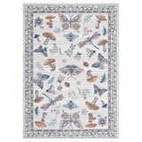 Garvee Tapis Lavable en Machine Motifs Floraux et Insectes Vintage Antidérapant Poils Courts Polyester Durable Grand Salon Chambre d'enfant - Beige