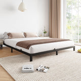 Garvee Marco de Cama Completa 15 cm Bajo Perfil Metal Soporte Firme Sin Resortes Antiruido Negro Ideal Dormitorios - Negro
