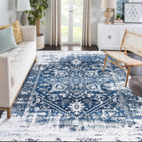 Garvee Alfombra De Salón 1200g 100% Poliéster Imitación Cachemira Lavable Plegable Estampado Persa Leimanti 200x290Cm - Azul