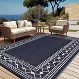 Garvee Alfombra Exterior 6x9 Azul y Blanca Antideslizante Lavable Polipropileno Para Balcón Picnic Camping - Azul & Blanco