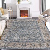 Garvee Alfombra Vintage 160x230cm Gris Marrón Poliéster 1200gsm Lavable Antideslizante TPR - Gris & Marrón