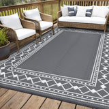 Garvee Alfombra Exterior 5x8 Antideslizante Lavable Polipropileno para Patio Jardín Balcón Gris y Blanco Moderna - Gris & Blanco