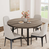 Garvee Mesa de Comedor Redonda 119cm para 4-6 Personas, MDF Alta Densidad, Marco Metálico Industrial, Natural Oak y Negro - Gris