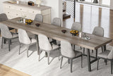 Garvee mesa de Comedor Grande Ajustable Resistente Madera Maciza Gris Estilo Granero para Cocina y Comedor 180 cm