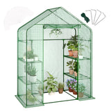 Garvee Invernadero Portátil para Exteriores con 4 Estantes de Alambre, Cubierta PE Gruesa, Puerta Enrollable, 145 × 74 × 196 cm, Verde, para Cultivo de Flores y Plántulas