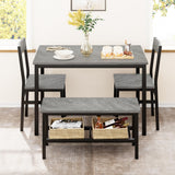 Garvee Juego De Mesa De Comedor Para 4 Con Banco Y Almacenamiento Integrado, Compacto, Gris, Ideal Para Apartamentos Pequeños - Gris
