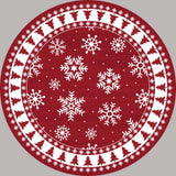 Garvee Alfombra Redonda Navidad 120cm antideslizante copos nieve microfibra lavable entrada hogar - Rojo