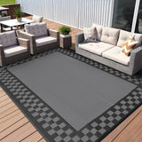 Garvee Alfombra Exterior Impermeable 274 x 549 cm Reversible Resistente a la Intemperie Gris y Negro Para Patio y Camping - Gris & Negro