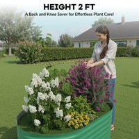 Garvee Jardineras Elevadas 2 Pack 122x61x61 cm Acero Galvanizado Resistente al Óxido Exterior Beige/Verde