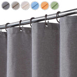 Garvee Cortina de ducha de alta resistencia Garvee Flax Linen Like 240GSM con ganchos para baño, gris, 120x180 cm - Gris Oscuro