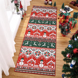 Garvee Alfombra Navidad roja mu?eco nieve suave antideslizante poliéster lavable sala dormitorio 60x180cm 1200gsm 100% poliéster 350gsm felpa perla base lavable plegable - Rojo & Verde