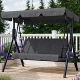 Garvee Columpio de Porche Exterior de 3 Plazas con Dosel Ajustable de 40°, Estructura de Metal Reforzado y Suspensión de Resortes, 272 kg, Gris - Gris