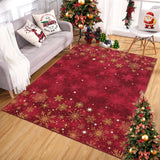 Garvee Alfombra de Navidad 120x170cm suave lavable lana sintética antideslizante para sala, dormitorio, cocina, diseño clásico copos de nieve - Rojo