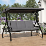 Garvee Columpio Exterior para Patio 3 Plazas con Cojines Removibles y Portavasos, Estructura de Acero Reforzado, Toldo Ajustable, Jardín y Porche, Multicolor - Gris