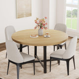Garvee Mesa de Comedor Redonda 119cm para 4-6 Personas, MDF y Marco Metálico Industrial, Diseño Moderno, Estable y Resistente, Ahorra Espacio, Natural Oak y Negro - Madera Natural
