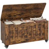 Garvee Baúl de Almacenaje con Ruedas 100 cm Banco de Madera Vintage para Sala y Entrada, Soporta 159 kg, Fácil de Mover, Color Vintage