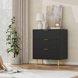 Garvee Cajonera de 3 Cajones con Diseño Ondulado para Entusiastas del Orden en Habitación o Sala Negro Texturizado - Negro