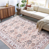 Garvee Alfombra Lavable de Estilo Persa con Base Antideslizante y Tejido Chenille 100% Poliéster, 200 × 290 cm, Tono Rosa - Rosa