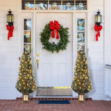 Garvee Árbol de Navidad Artificial 137 cm con Luces LED Cálidas y Bayas Rojas, Material PE, Maceta Vintage, Ideal para Hogar y Oficina - Sin maceta