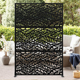 Garvee Pantalla de privacidad metálica exterior de 182.88x119.38cm de acero galvanizado para jardín y patio, diseño moderno, resistente al clima - Siluetas de Hojas