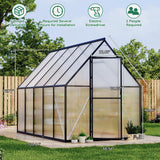 Garvee Invernadero 1,8x2,7m Policarbonato con Estructura de Aluminio para Jardín Exterior, Resistente y Ventilado, Diseño Espacioso, Color Transparente