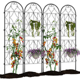 Garvee Paneles de Valla para Perros 4 Pack, Acero Resistente, Jardín Exterior, 190 cm Altura, Antióxido, con Puerta - （74.8 X 21.6 Inch）