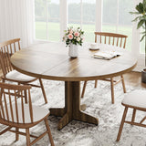 Garvee Mesa de Comedor Redonda de Madera 119 cm para 4-6 Personas, Estructura Robusta, Patas Ajustables, Acabado Negro Elegante, Cocina y Sala - Ficus Golden