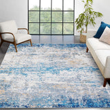 Garvee Alfombra moderna abstracta Garvee 160x230cm lavable máquina pelo bajo antideslizante suelo interior gris azul dormitorio sala estar oficina 1200gsm 350g felpa perla base lavable plegable - Gris & Azul