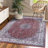 Garvee Alfombra Corredera Vintage Boho Marroquí, Acrílico Imitación Cachemira, 140x200cm, Óxido, Antideslizante y Lavable, para Pasillo y Sala - Rojo