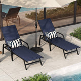 Garvee Silla De Exterior Lounge Ajustable Reclinable 5 Posiciones Tela Textilene Azul Marino Para Jardín Y Piscina Set 2 - Azul Marino
