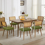 Garvee Sillas De Comedor De Ratán Natural Tapizadas En Terciopelo Verde Respaldo Alto De Caña Para Cocina Y Restaurante - Verde
