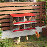 Garvee Pondoir pour poules 8 compartiments, acier galvanisé 0,7 mm, perchoir et couvercle sécurisé, montage mural ou sur pieds, idéal ferme, rouge. - Rojo