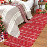 Garvee Tappeto Natalizio Rosso con Motivi Floreali Bianchi, Antiscivolo, Lavabile, 60x230 cm, Cucina e Sala da Pranzo, Versione Germania - Tono Rojo