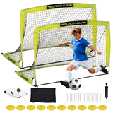 Garvee Juego de Porterías de Fútbol Plegables de 6x4 Ft para Niños y Jardín Set de 2 Porterías de Entrenamiento con Balón