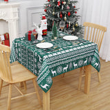 Garvee Mantel Navideño Cuadrado 132×132 cm Resistente a Manchas Lavable Poliéster Suave Copos y Renos - Verde