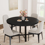 Garvee Mesa de Comedor Redonda 119cm para 4-6 Personas con Marco de Metal Industrial Robusto, MDF Alta Densidad, Patas Antideslizantes, Ideal para Apartamentos - Negro
