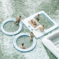 Garvee Hamaca Inflable de Agua 305cm/244cm Plataforma Flotante con Malla PVC Marino Resistente Anclaje Seguro para Piscina y Lago Multicolor