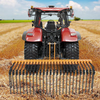 Garvee Rastrillo de Paja de Pino 152 cm, 26 Tinas de Resorte, Acero Recubierto en Polvo, Enganche de 3 Puntos Cat 0/1, para Jardín y Campo