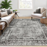 Alfombra Garvee Vintage 200x290cm, estilo retro, antideslizante y lavable, para sala y dormitorio, material TPR, suave y duradera - Gris