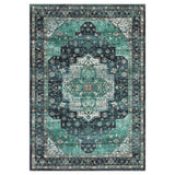 Garvee Alfombra Estampada Plegable, Terciopelo Perla 350g, Base Lavable, 100% Poliéster 1200gsm, Estilo Perso Renacimiento, Verde Azulado 240x340cm, para Salón - Verde Azulado