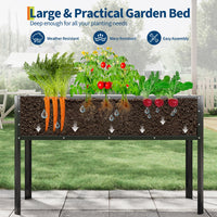 Garvee Huerto Elevado Galvanizado con Sistema de Autorriego y Estructura Reforzada, para Jardín y Patio, Acero Resistente, Modular, Drenaje Ajustable, 81cm, Color Negro